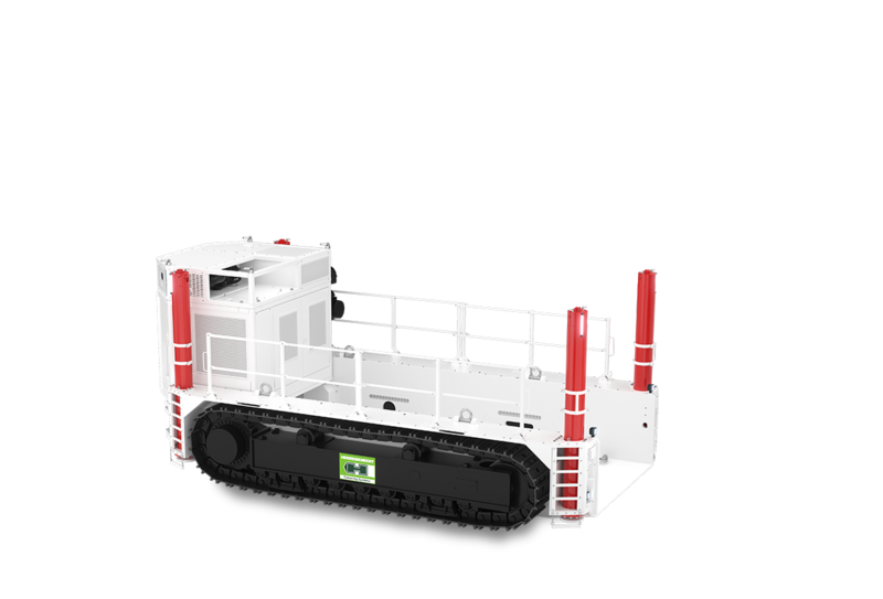 白色、红色和黑色履带式运输车的 3D 插图 