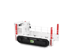 白色、红色和黑色履带式运输车的 3D 插图 