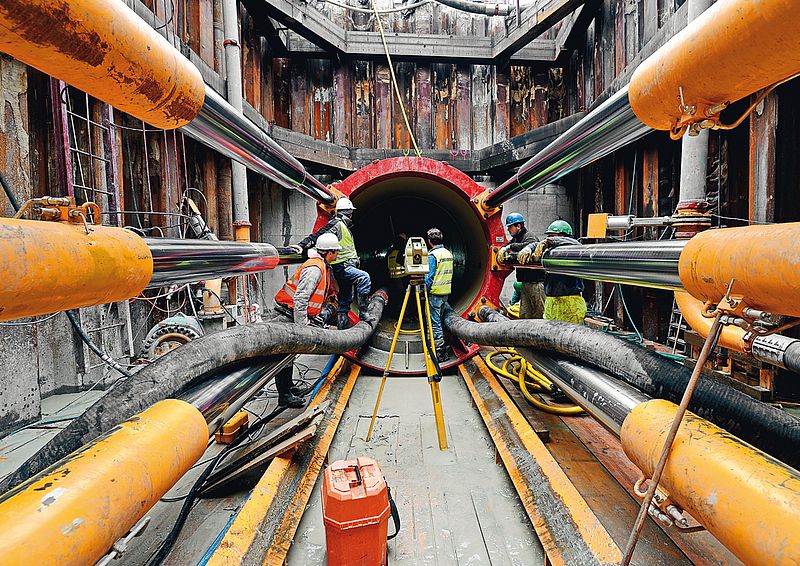 Microtunnelling launch shaft at a sewage project in Warsaw, Poland