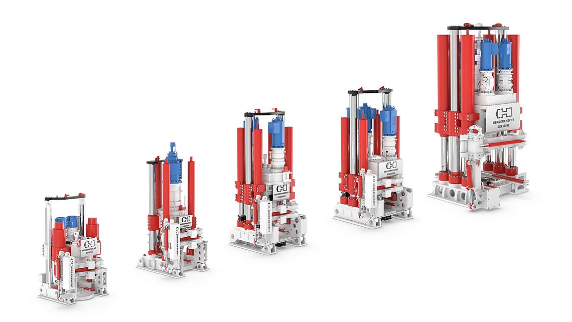 RBR 产品系列示意图，包括红色、蓝色和白色的 RBR300S , RBR300VF, RBR400VF, RBR600VF, RBR900VF 机器