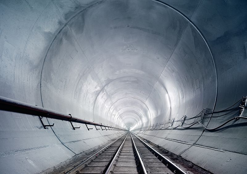 Lined tunnel tube at the Gotthard Base Tunnel, Gripper TBM, Ø 9,430mm