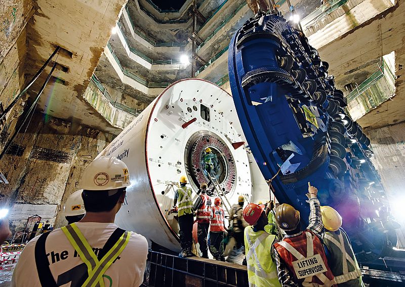 Jobsite assembly of an EPB Shield for the metro in Singapore, Ø 6,600mm