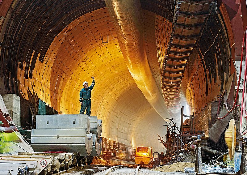 Completed tunnel for the M-30 road tunnel in Madrid, Spain, EPB Shield, Ø 15,200 mm